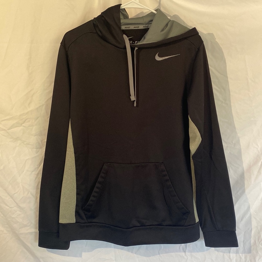 Nike Therma-Fit Mens Black Hoodie Fleece Pullover, size M